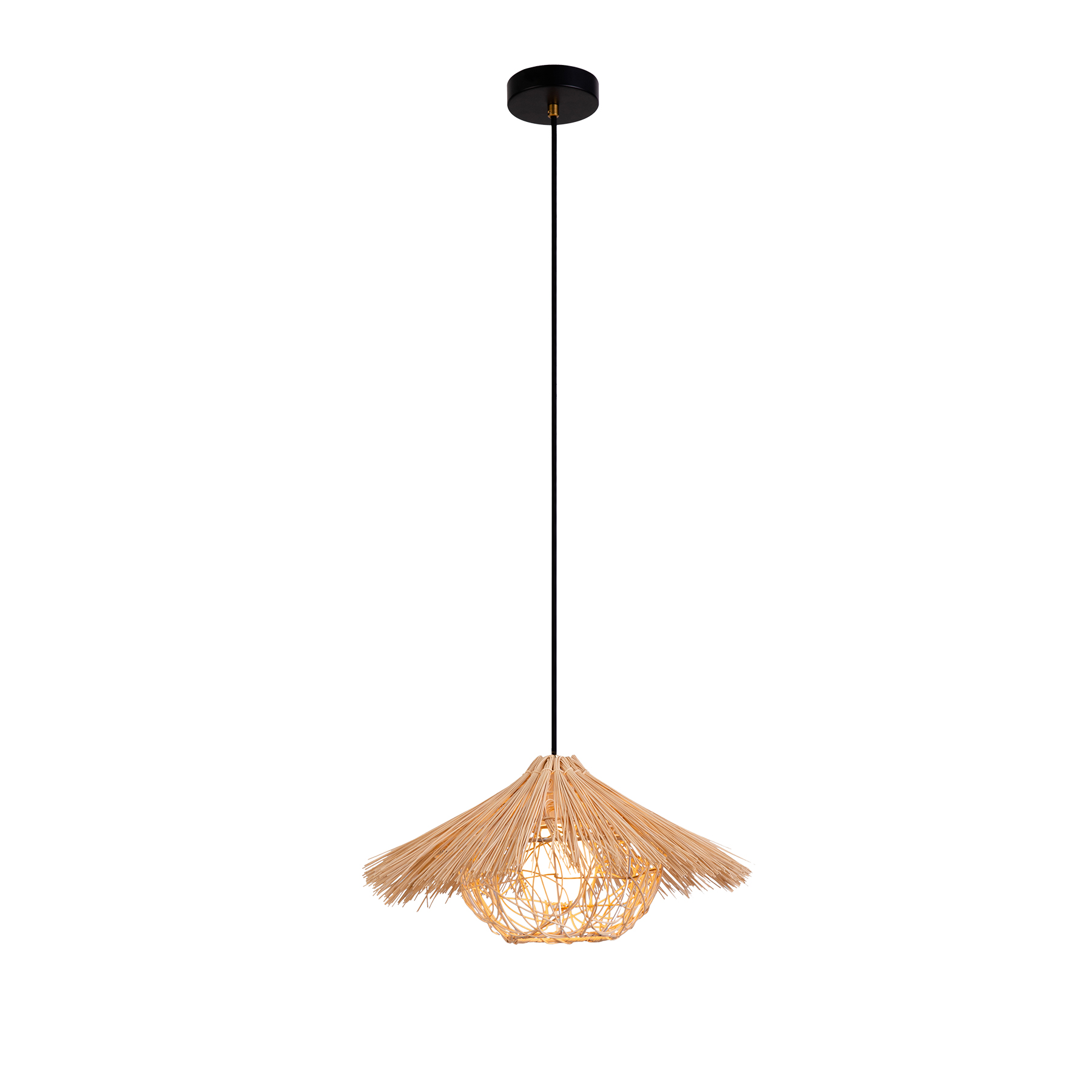 2024 new handcrafted woven rattan single pendant rustic style indoor lighting
